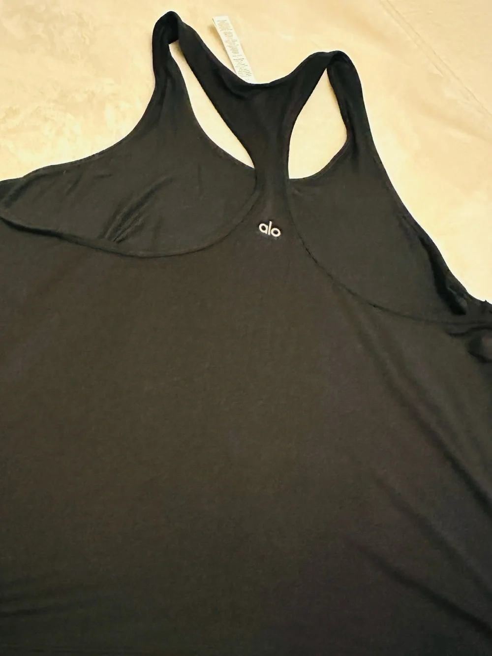 ALO Yoga Black Racerback Tank Top with Subtle Logo